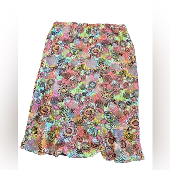 Christopher & Banks Dresses & Skirts - Christopher & Banks Floral/teal Skirt women’s size medium measurements in pics